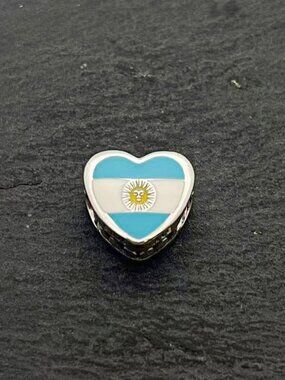 Pandora I Love Argentina Exclusive Heart Charm Sterling Silver Jewelry